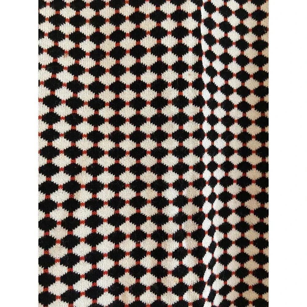 Ann Taylor Black White & Red Checkered Sweater Midi Skirt Size Small